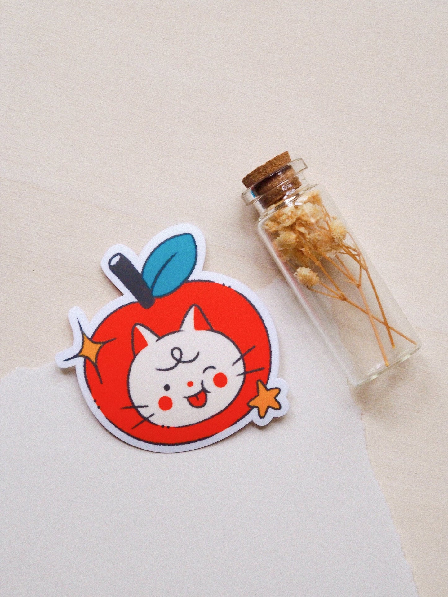 apple cat • die cut sticker