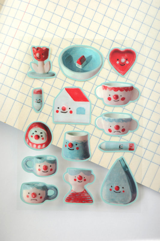 red and blue ceramics • sticker sheet