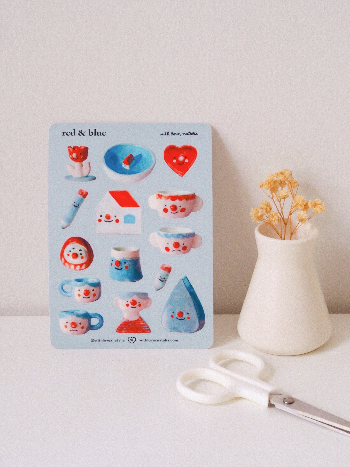 red and blue ceramics • sticker sheet