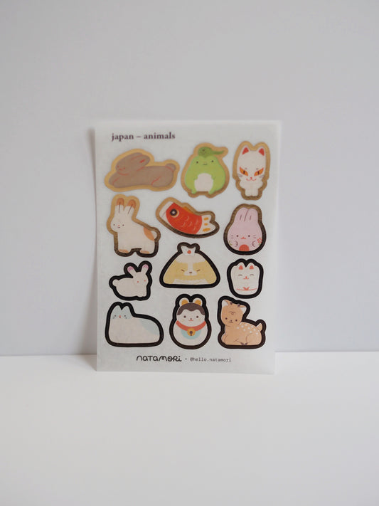 japan – animals • washi foil sticker sheet