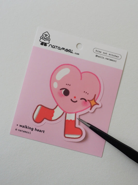 Walking Heart • Single Kiss Cut Vinyl Sticker