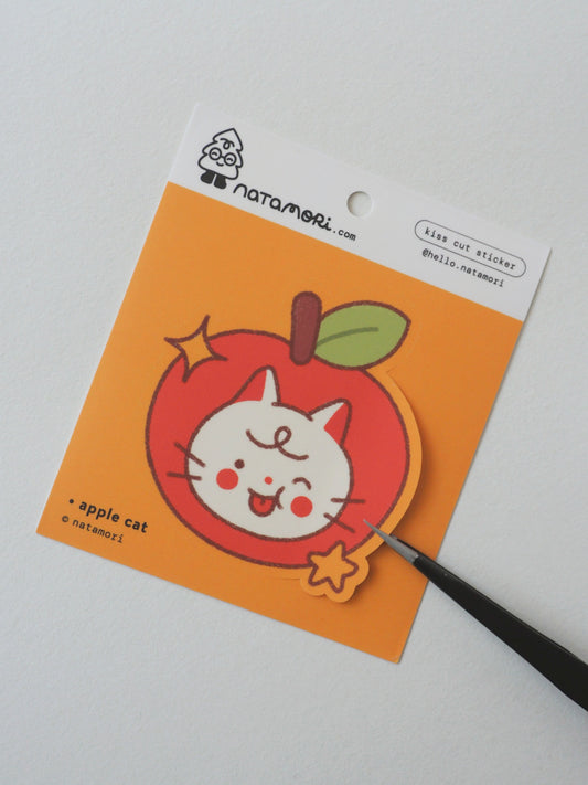 Apple Cat • Single Kiss Cut Vinyl Sticker