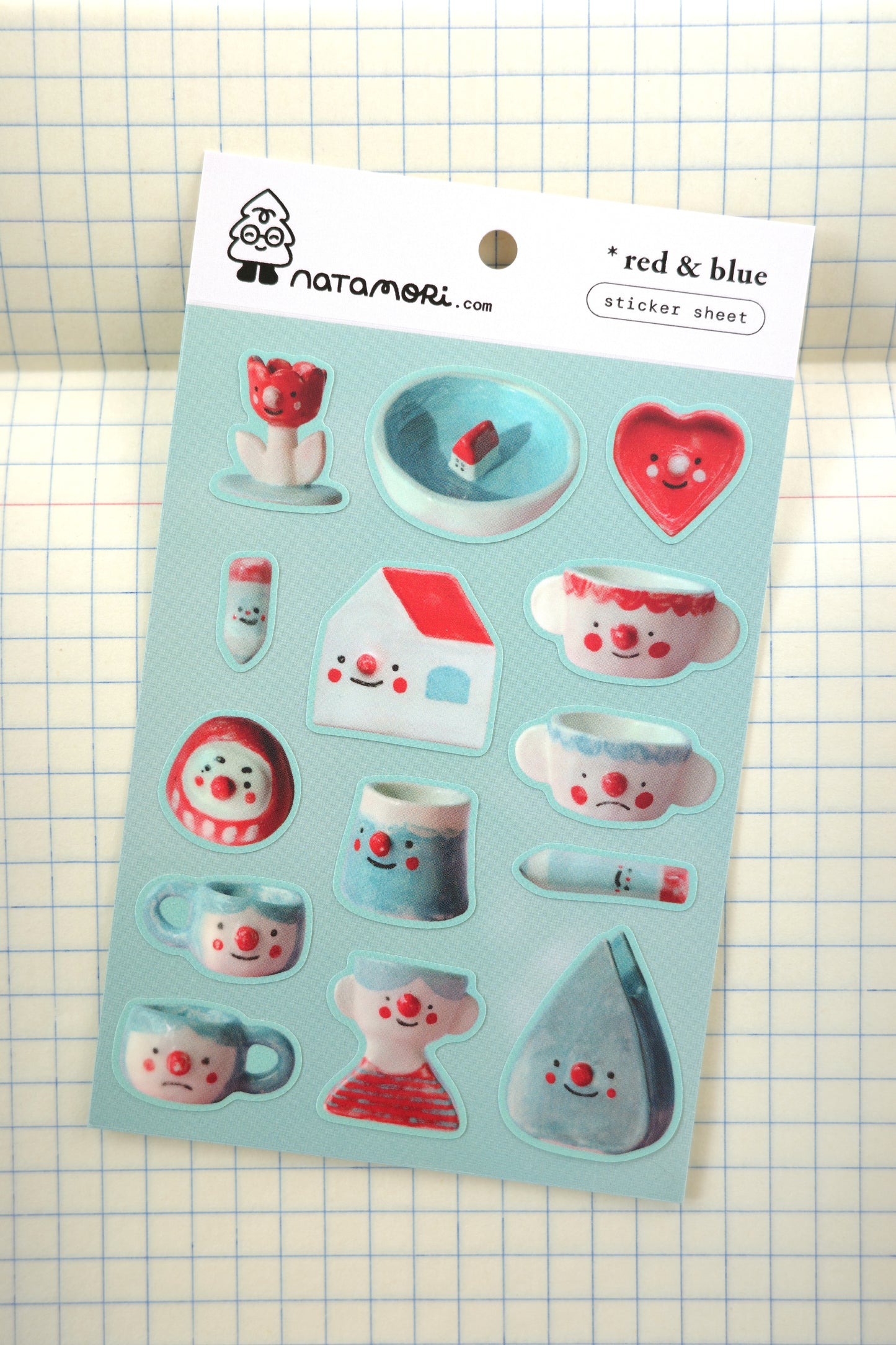 red and blue ceramics • sticker sheet