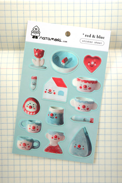 red and blue ceramics • sticker sheet