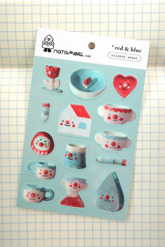 red and blue ceramics • sticker sheet