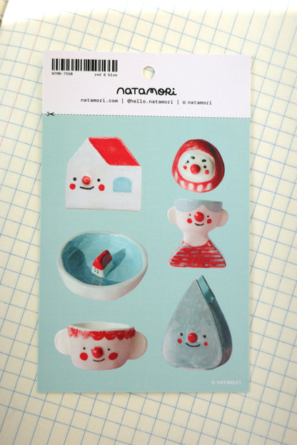 red and blue ceramics • sticker sheet