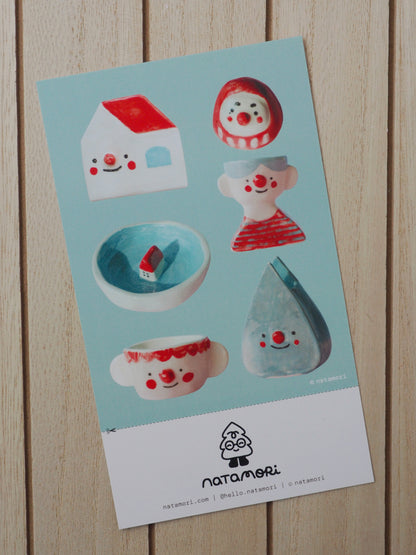 red and blue ceramics • sticker sheet