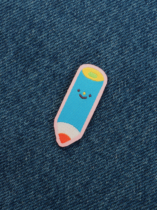 blue pencil • iron-on patch