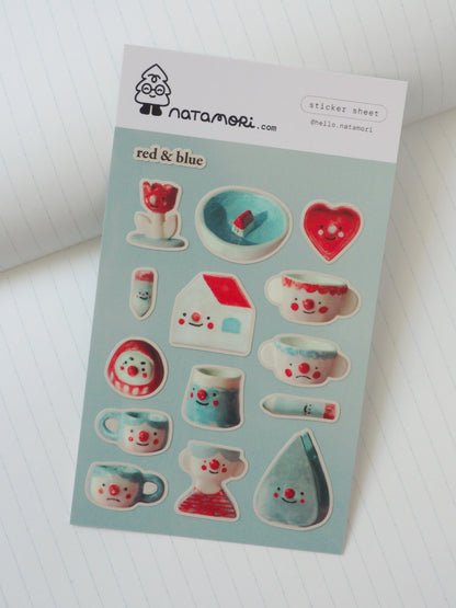 red and blue ceramics • sticker sheet