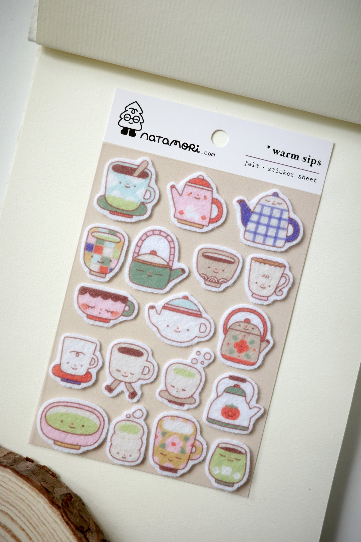 warm sips • felt sticker sheet