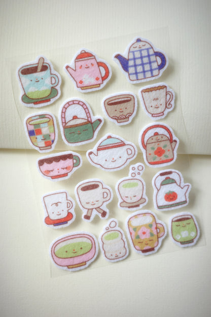 warm sips • felt sticker sheet