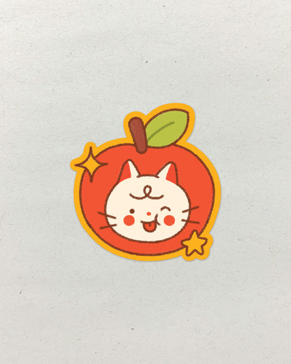 Apple Cat • Single Kiss Cut Vinyl Sticker