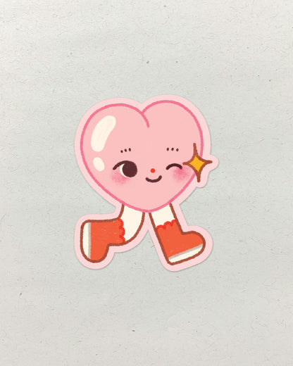 Walking Heart • Single Kiss Cut Vinyl Sticker